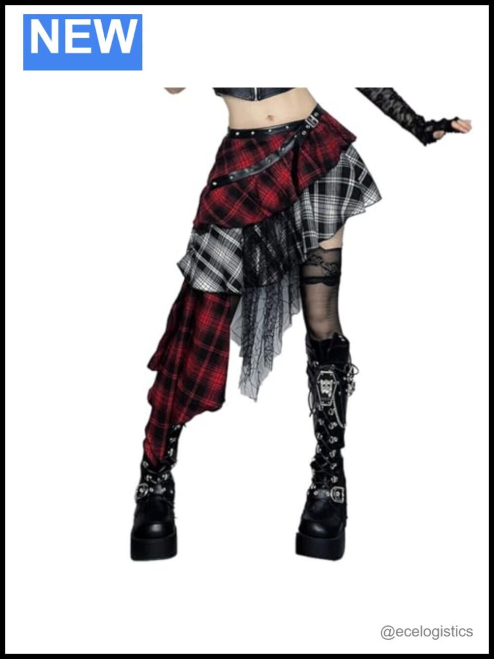 Gothic Pleated Mini Skirt High Waisted A-Line Flare Asymmetrical